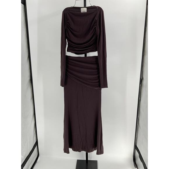 Reformation 'Emi' Brown Tencel Lyocell Knit Two Piece Size XS - Picture 1 of 4